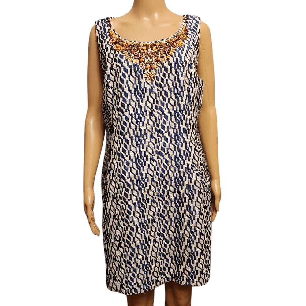 Anthro Moulinette Soeurs Sleeveless and White Above Knee Sheath Dress 14